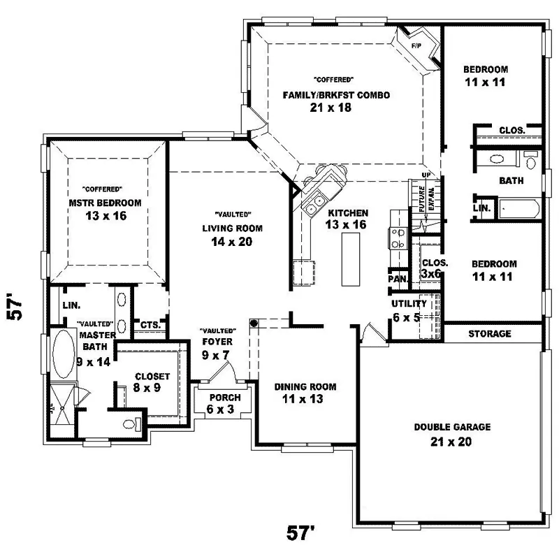 Southern House Plan First Floor - Dogwood Creek Ranch Home 087D-1375 - Search House Plans and More