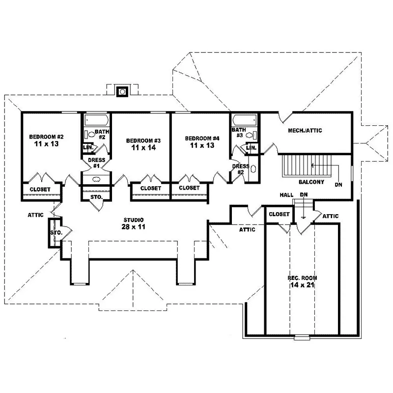 Farmhouse Plan Second Floor - Grand Forest Luxury Home 087D-1383 - Search House Plans and More