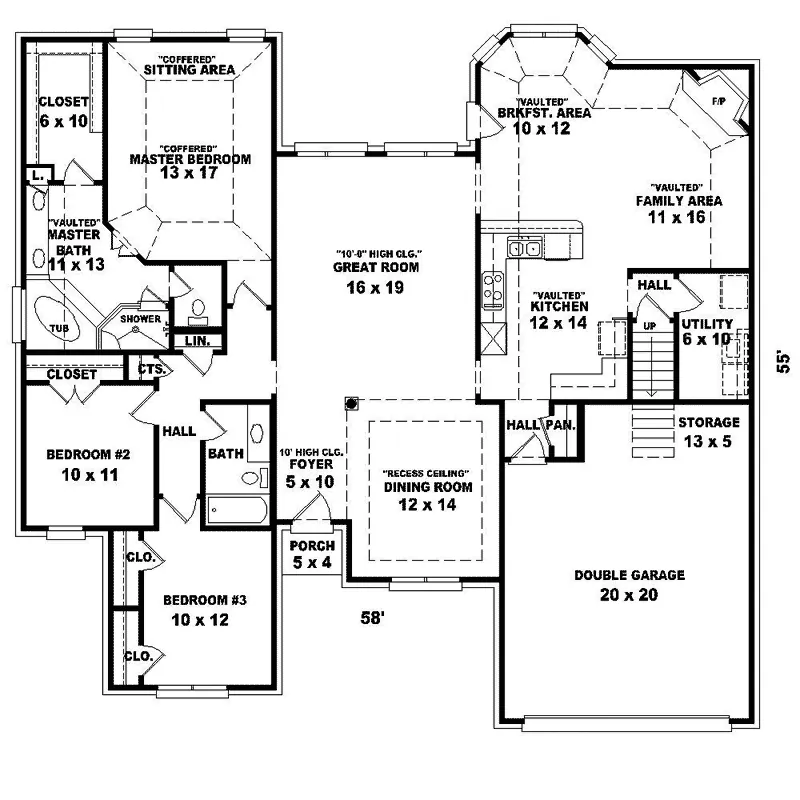 Southern House Plan First Floor - Belle Fleur Traditional Home 087D-1387 - Search House Plans and More
