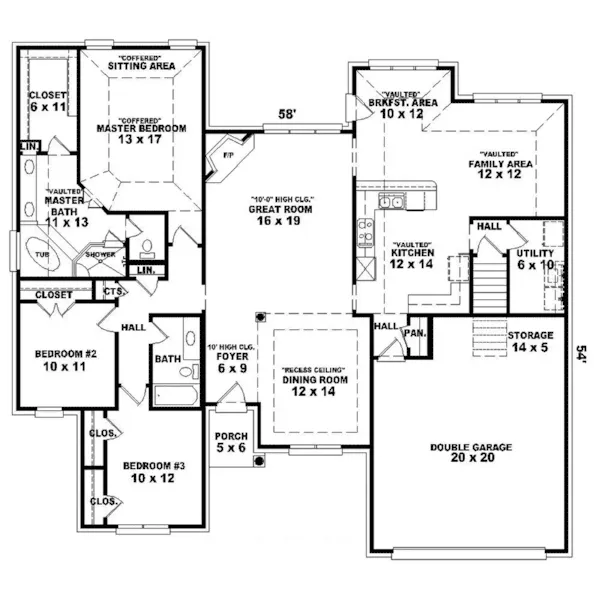 Southern House Plan First Floor - Michelangelo Traditional Home 087D-1389 - Shop House Plans and More