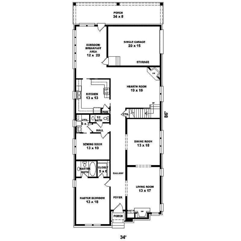 Country House Plan First Floor - Warrington Crest Tudor Home 087D-1393 - Shop House Plans and More