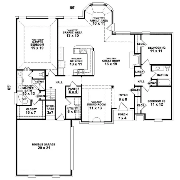 Southern House Plan First Floor - Rosalind Hill Traditional Home 087D-1395 - Shop House Plans and More