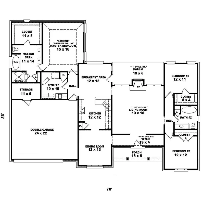 Southern House Plan First Floor - Goulburn Traditional Ranch Home 087D-1400 - Search House Plans and More