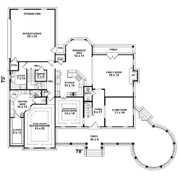 Luxury House Plan First Floor - Arvilla Victorian Farmhouse 087D-1407 - Search House Plans and More