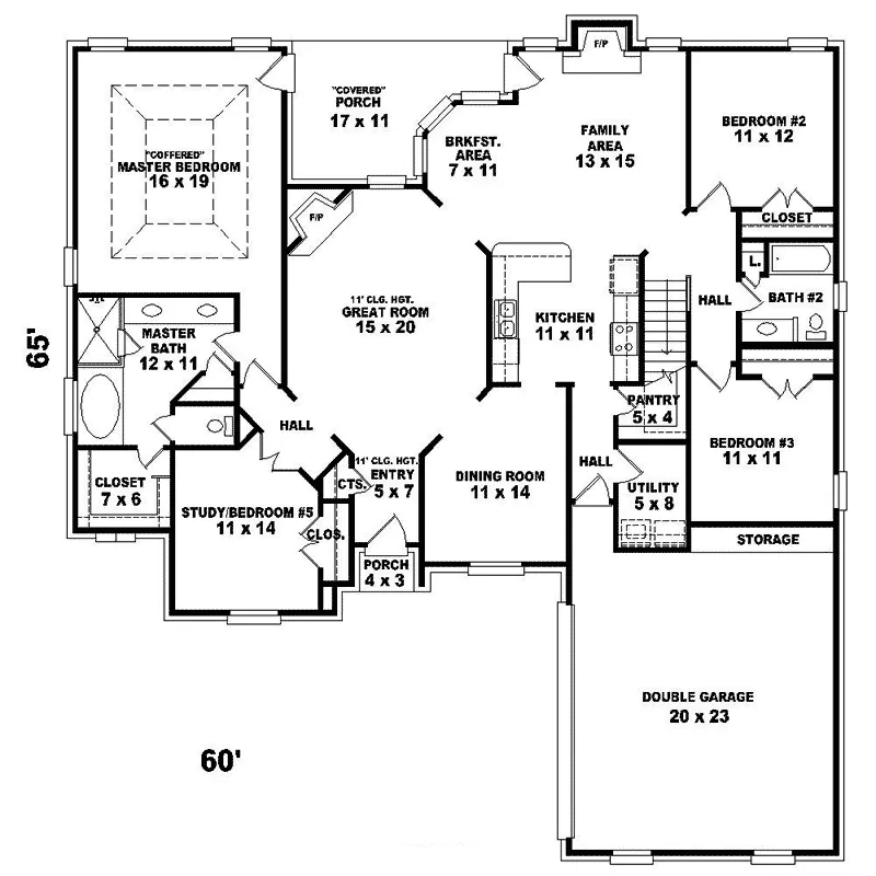 Southern House Plan First Floor - Hawkins Hill Country Home 087D-1410 - Search House Plans and More
