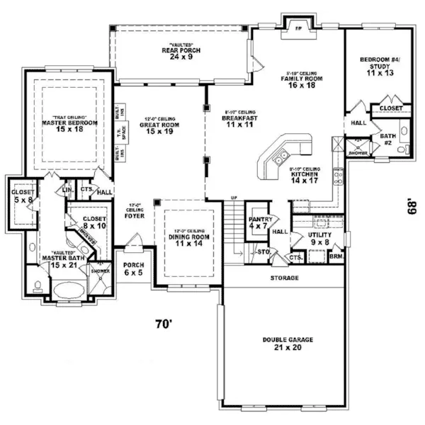 Country House Plan First Floor - Bohemia Manor European Home 087D-1417 - Search House Plans and More