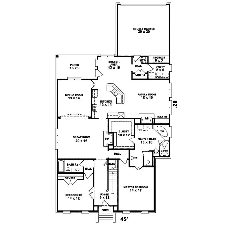 Colonial House Plan First Floor - Sicily Garden Colonial Home 087D-1430 - Shop House Plans and More