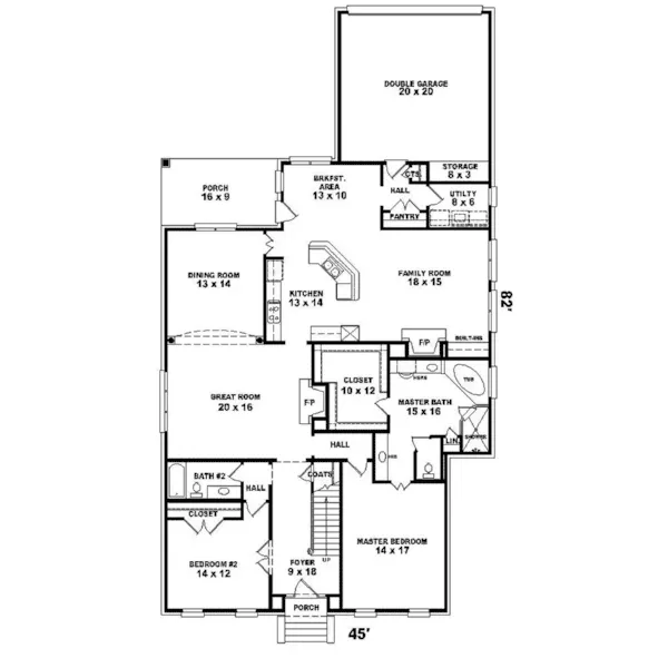 Traditional House Plan First Floor - Sicily Garden Colonial Home 087D-1430 - Shop House Plans and More