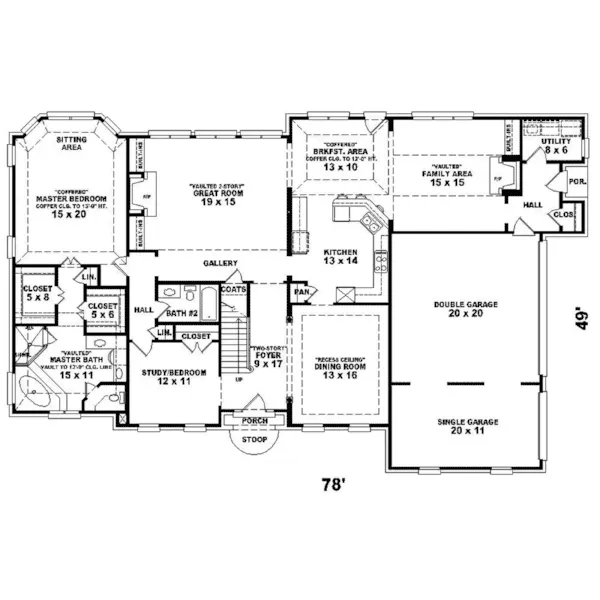 Colonial House Plan First Floor - Alpena Manor Luxury Home 087D-1432 - Search House Plans and More