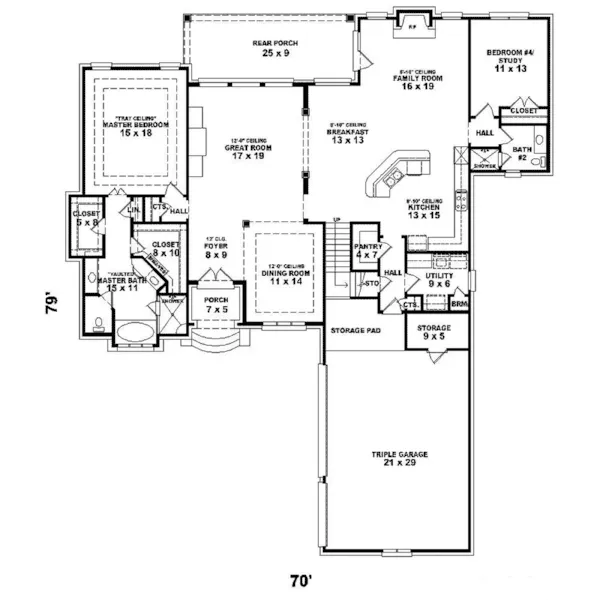 European House Plan First Floor - Luigi European Home 087D-1435 - Shop House Plans and More