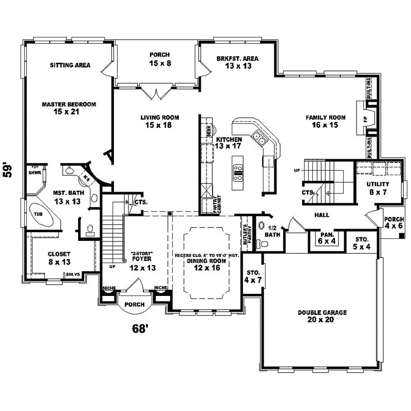 European House Plan First Floor - Bayonne Manor Luxury Home 087D-1440 - Search House Plans and More