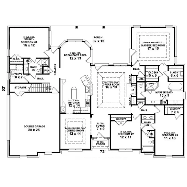 Country House Plan First Floor - Dellhaven Traditional Home 087D-1450 - Search House Plans and More