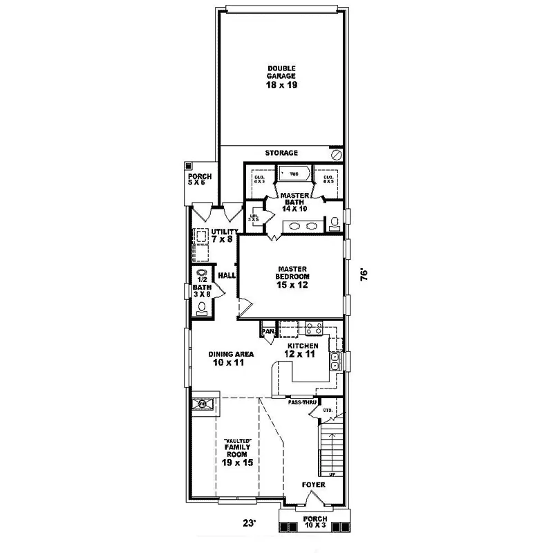 Traditional House Plan First Floor - Hawbrook Narrow Lot Home 087D-1501 - Search House Plans and More