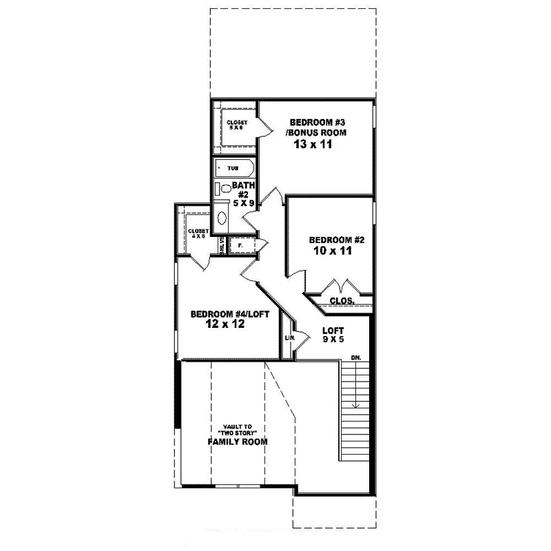 Traditional House Plan Second Floor - Hawbrook Narrow Lot Home 087D-1501 - Search House Plans and More