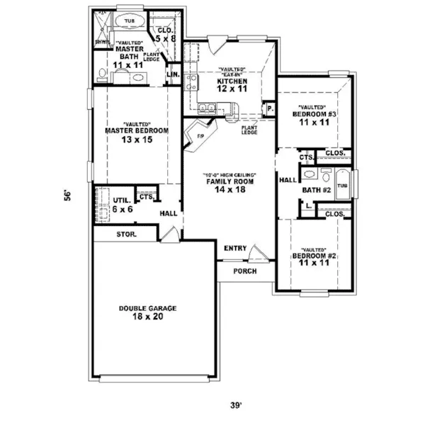 Traditional House Plan First Floor - Splendor Traditional Ranch Home 087D-1506 - Shop House Plans and More