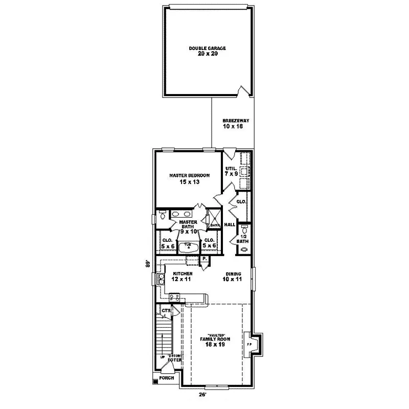 Country House Plan First Floor - Trent Park Narrow Lot Home 087D-1509 - Shop House Plans and More