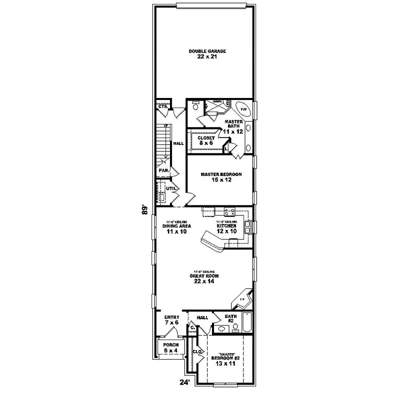 Traditional House Plan First Floor - Whitney Point Narrow Lot Home 087D-1515 - Shop House Plans and More