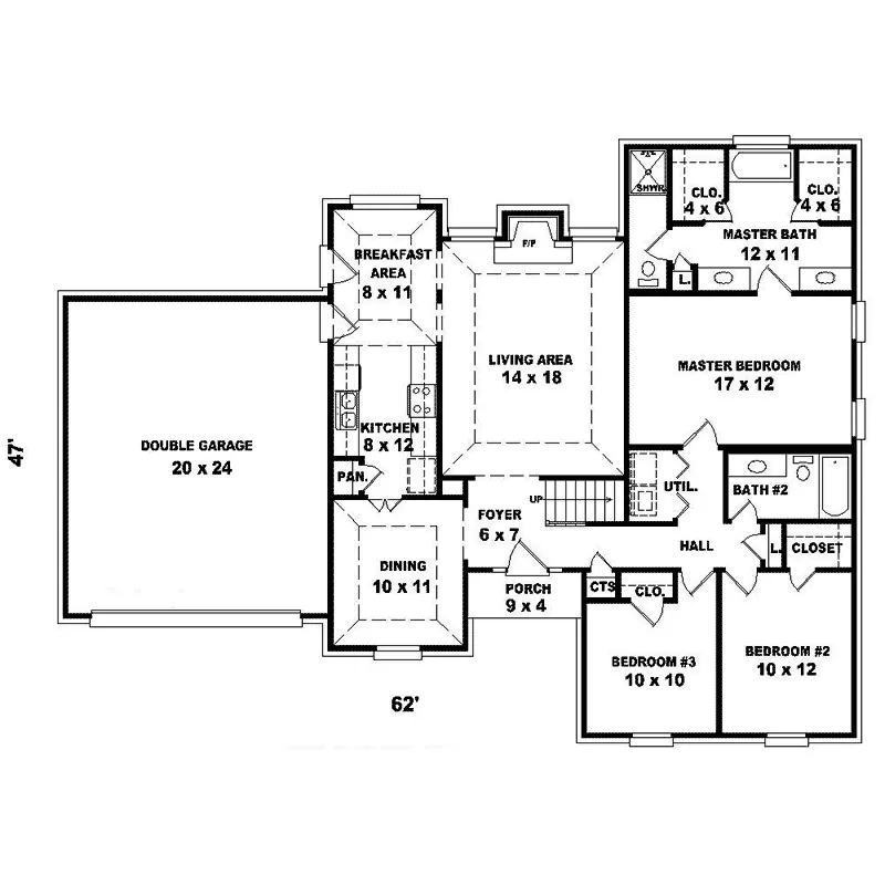 Colonial House Plan First Floor - Glendale Gardens Ranch Home 087D-1519 - Search House Plans and More