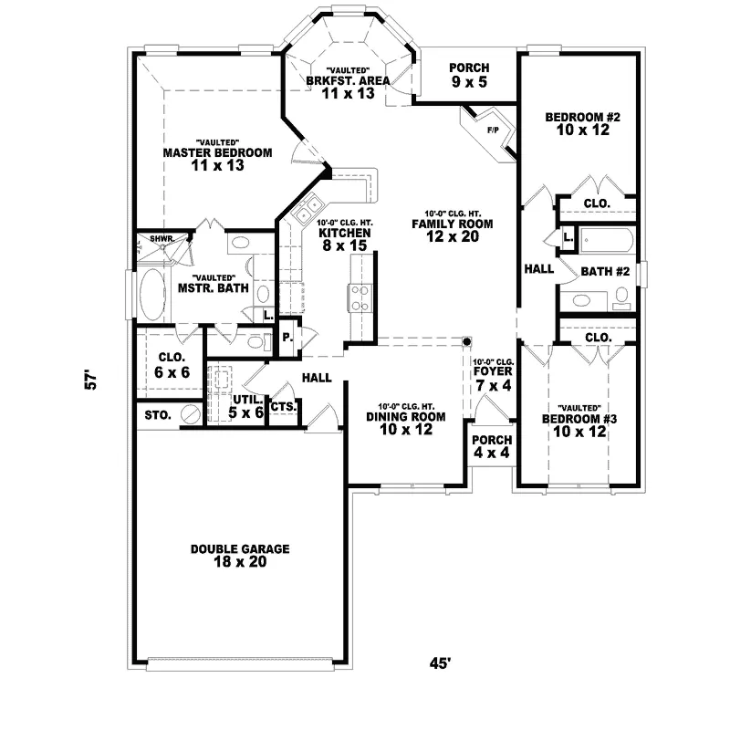 Southern House Plan First Floor - Hurstfield Country Ranch Home 087D-1521 - Search House Plans and More