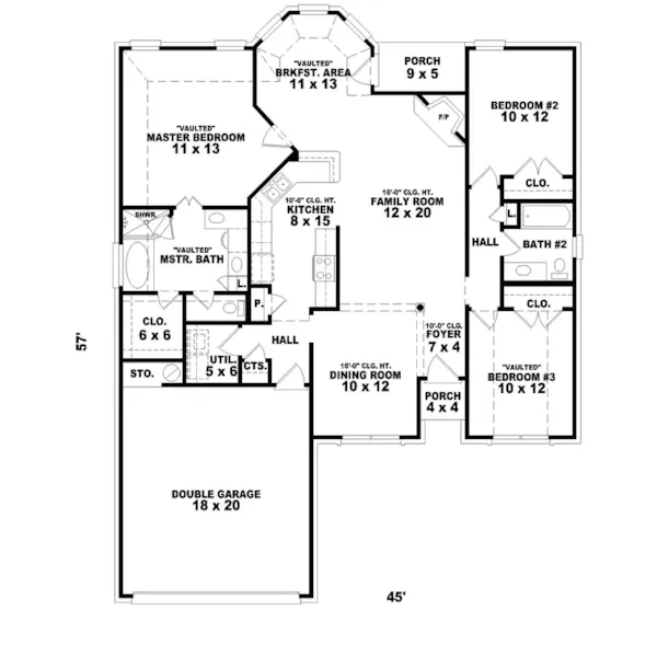 Country House Plan First Floor - Hurstfield Country Ranch Home 087D-1521 - Search House Plans and More