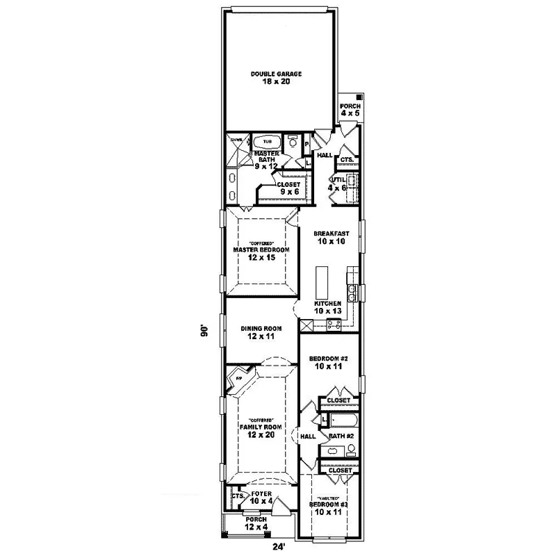 Ranch House Plan First Floor - Delacroix Country Cottage Home 087D-1531 - Search House Plans and More