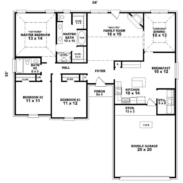 Ranch House Plan First Floor - Oswald Ranch Home 087D-1534 - Shop House Plans and More