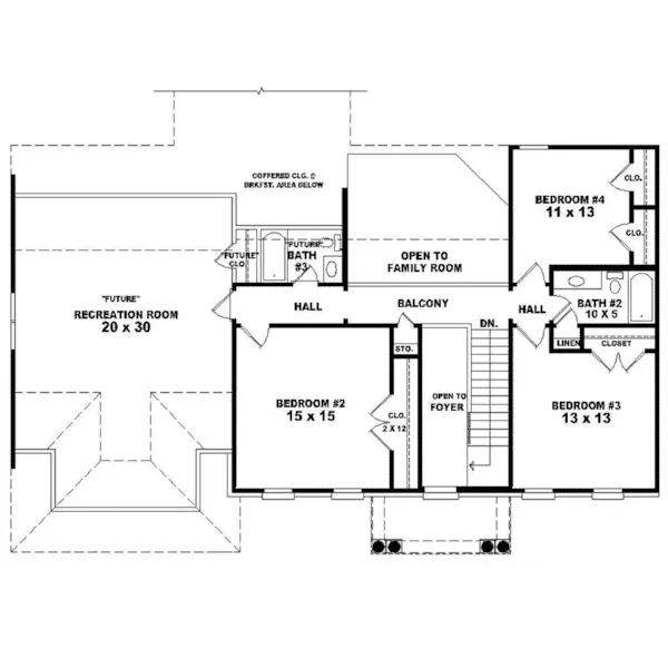 Southern Plantation House Plan Second Floor - Parkway Acres Colonial Home 087D-1535 - Shop House Plans and More