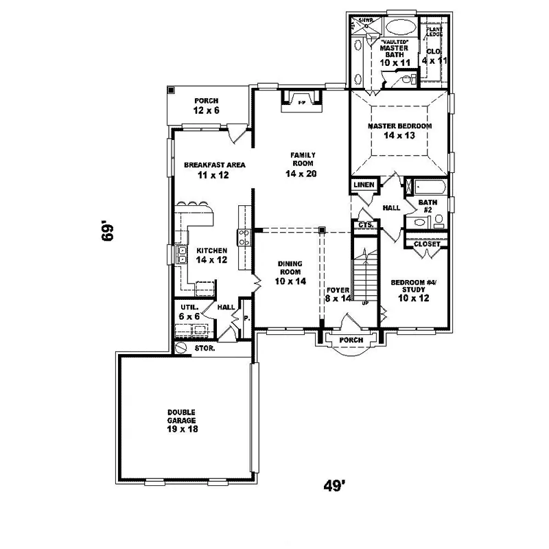 Traditional House Plan First Floor - Denton Creek Georgian Home 087D-1537 - Search House Plans and More