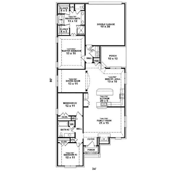 Traditional House Plan First Floor - Raytown Traditional Home 087D-1547 - Shop House Plans and More