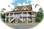 Lowcountry House Plan Front of Home - Howell Creek Raised Coastal Home 087D-1557 - Search House Plans and More