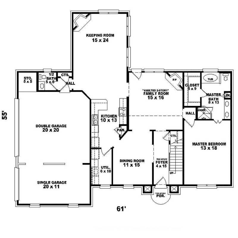 Colonial House Plan First Floor - Enrica Traditional Home 087D-1568 - Search House Plans and More