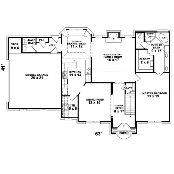 Traditional House Plan First Floor - Shane Southern Georgian Home 087D-1569 - Shop House Plans and More