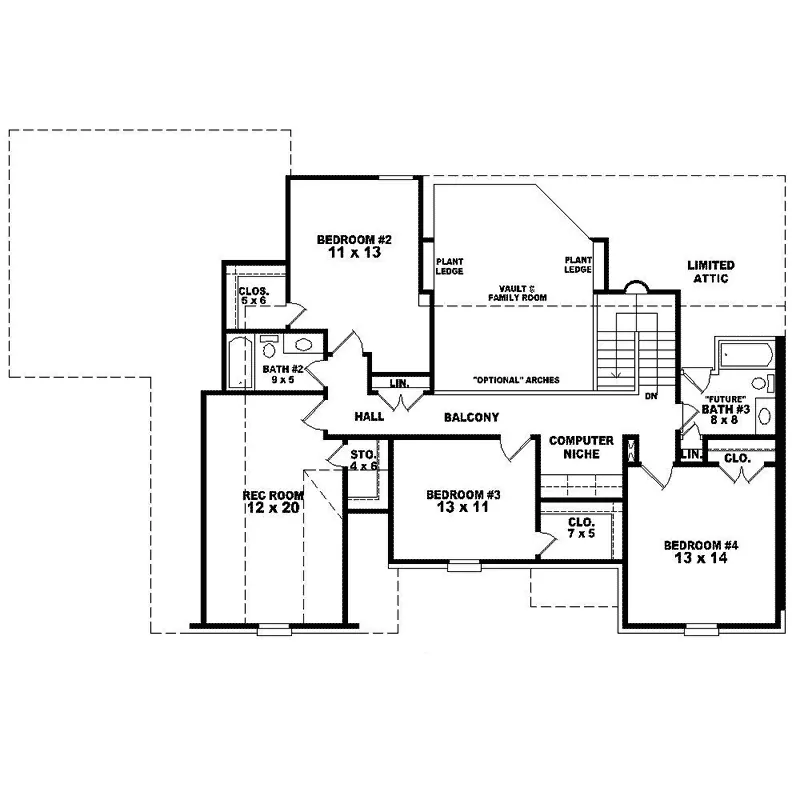 Southern House Plan Second Floor - Shelbina Traditional Home 087D-1572 - Shop House Plans and More