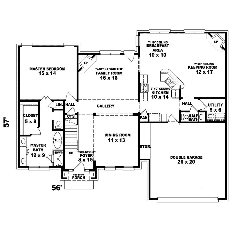 Georgian House Plan First Floor - Barklage Georgian Colonial Home 087D-1580 - Search House Plans and More