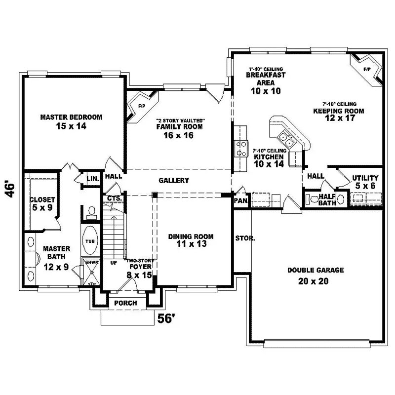 Georgian House Plan First Floor - Sawyers Trail Traditional Home 087D-1581 - Shop House Plans and More