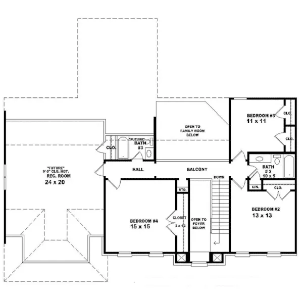 Southern House Plan Second Floor - Havelburg Traditional Home 087D-1587 - Search House Plans and More