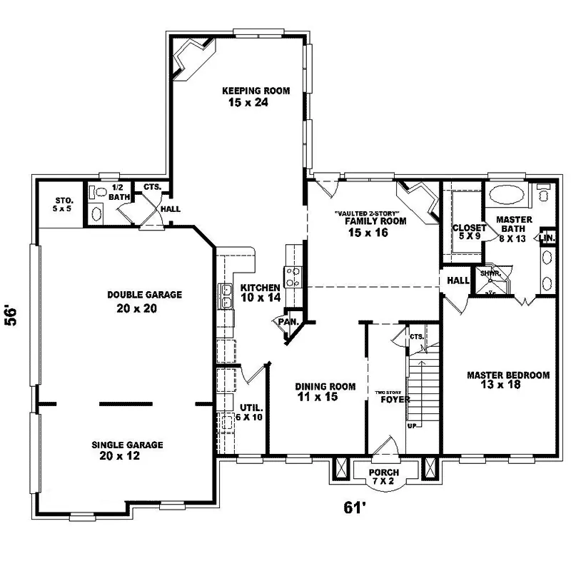 Traditional House Plan First Floor - Huron Southern Georgian Home 087D-1588 - Search House Plans and More