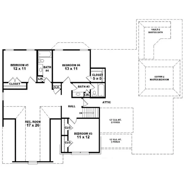 Country House Plan Second Floor - Edwina Southern Colonial Home 087D-1594 - Search House Plans and More