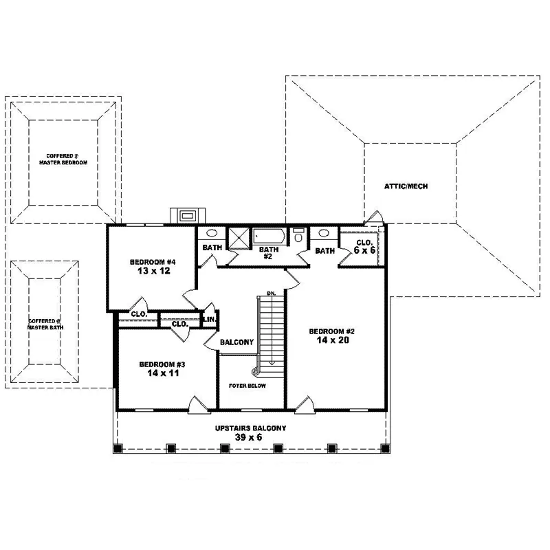Colonial House Plan Second Floor - Stablestone Plantation Home 087D-1597 - Shop House Plans and More