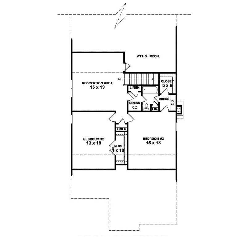 Arts & Crafts House Plan Second Floor - Hartnett Narrow Lot Home 087D-1601 - Search House Plans and More