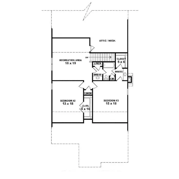 Traditional House Plan Second Floor - Hartnett Narrow Lot Home 087D-1601 - Search House Plans and More