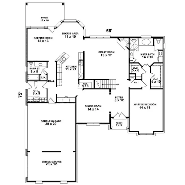 Traditional House Plan First Floor - Augustine Modern Home 087D-1608 - Search House Plans and More