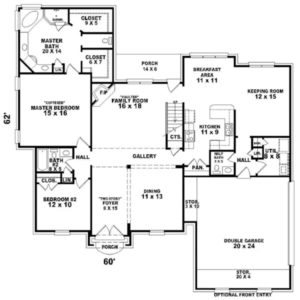 Colonial House Plan First Floor - Tanner Traditional Home 087D-1609 - Shop House Plans and More