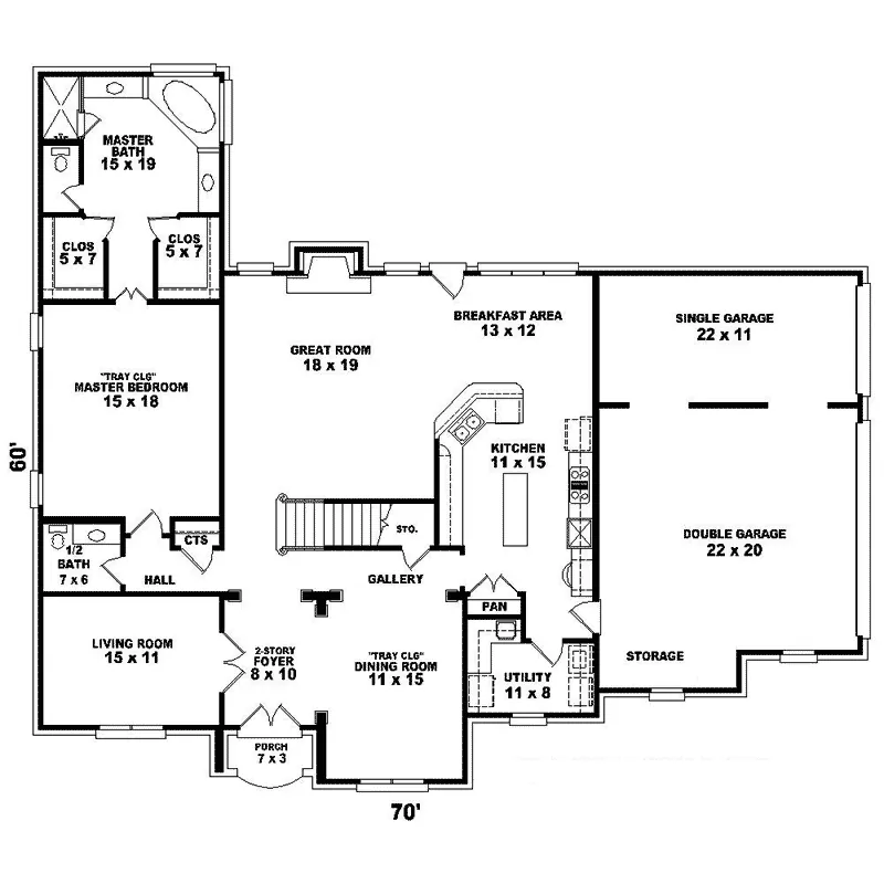 Southern House Plan First Floor - Seldovia Southern Colonial Home 087D-1611 - Shop House Plans and More
