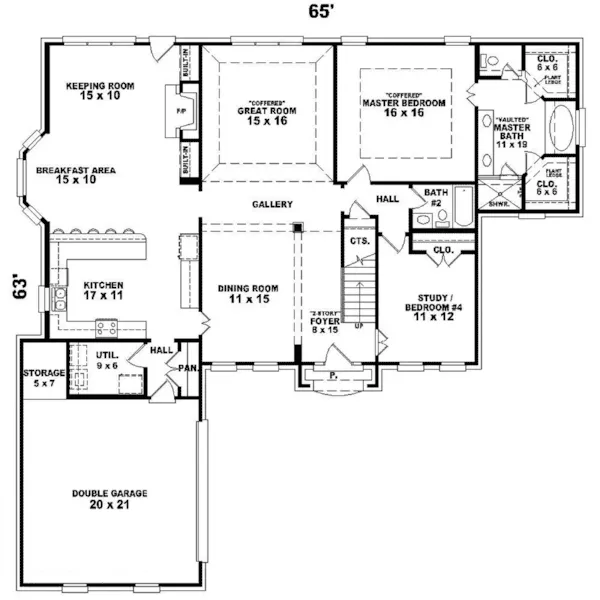 Southern House Plan First Floor - Huppert Georgian Style Home 087D-1623 - Search House Plans and More