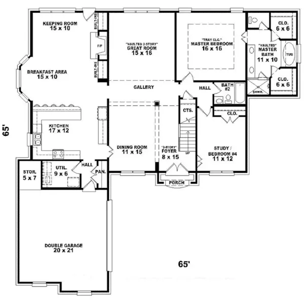 Southern House Plan First Floor - Robidoux Traditional Home 087D-1624 - Shop House Plans and More