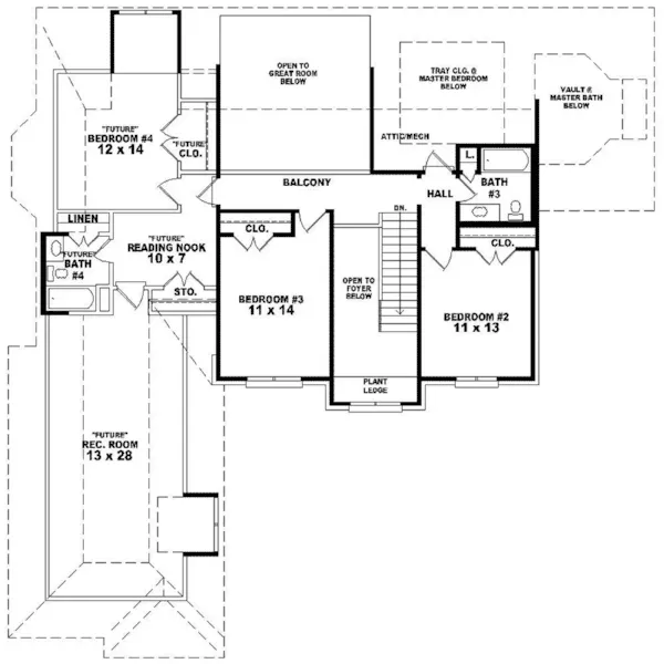 Southern House Plan Second Floor - Robidoux Traditional Home 087D-1624 - Shop House Plans and More