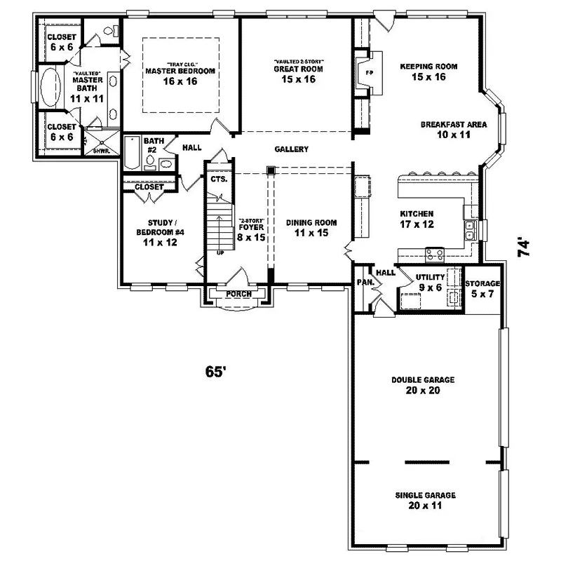 Georgian House Plan First Floor - Calvin Hill Traditional Home 087D-1625 - Search House Plans and More