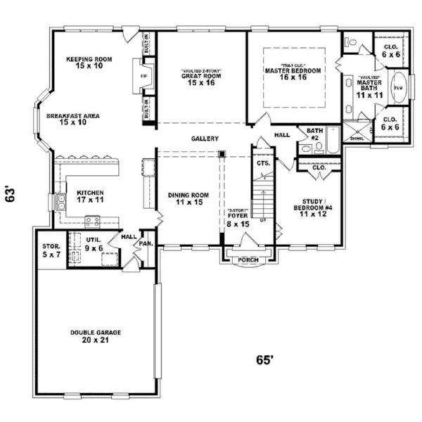 Traditional House Plan First Floor - Geraldine Colonial Home 087D-1628 - Search House Plans and More