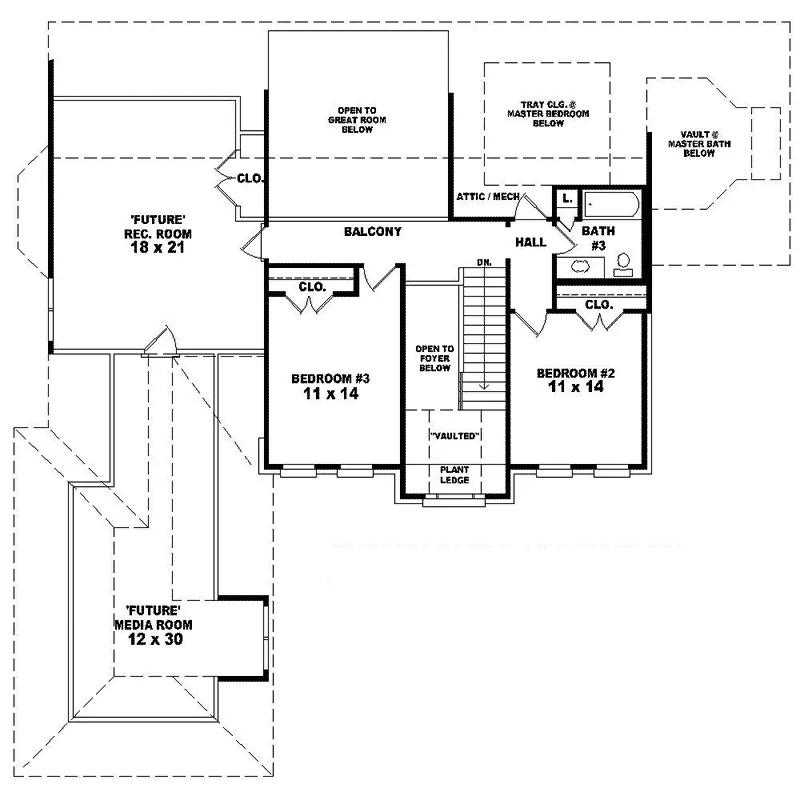 Southern House Plan Second Floor - Geraldine Colonial Home 087D-1628 - Search House Plans and More